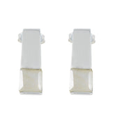 Luna Stud Earrings for Everyday Glamour Rainbow Moonstone White Stud
